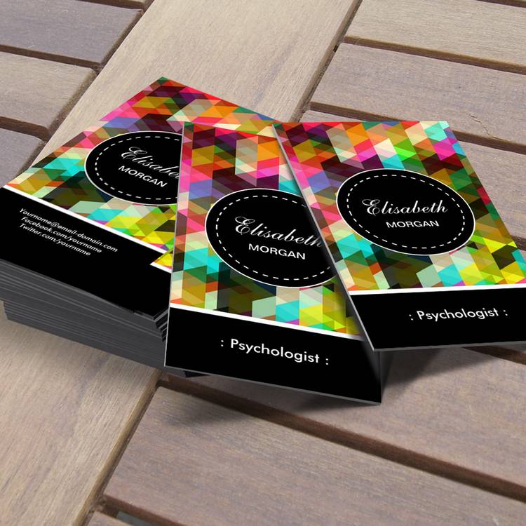 Customizable Psychologist- Colorful Mosaic Pattern Business Card