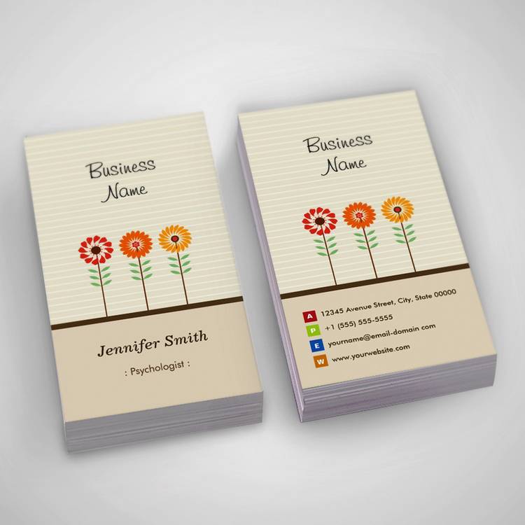 Customizable Psychologist - Cute Floral Theme Business Card Template