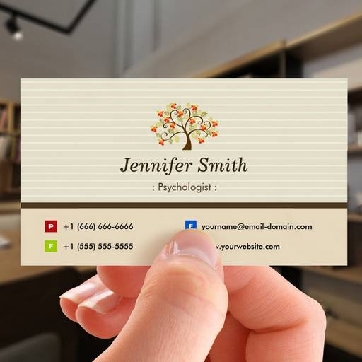 Customizable Psychologist - Elegant Tree Symbol Business Card