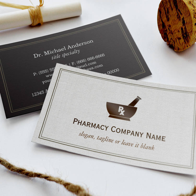 Customizable RX Symbol Pharmacy Chemist Company - Classic Linen Business Card Template