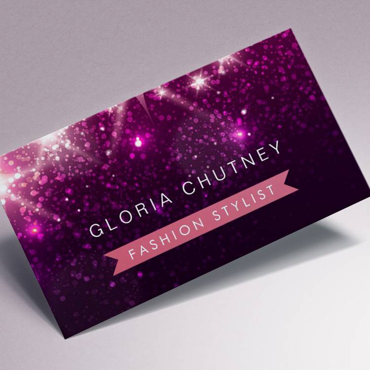 Customizable Shiny Purple Glitter - Fashion Stylist Business Card Templates