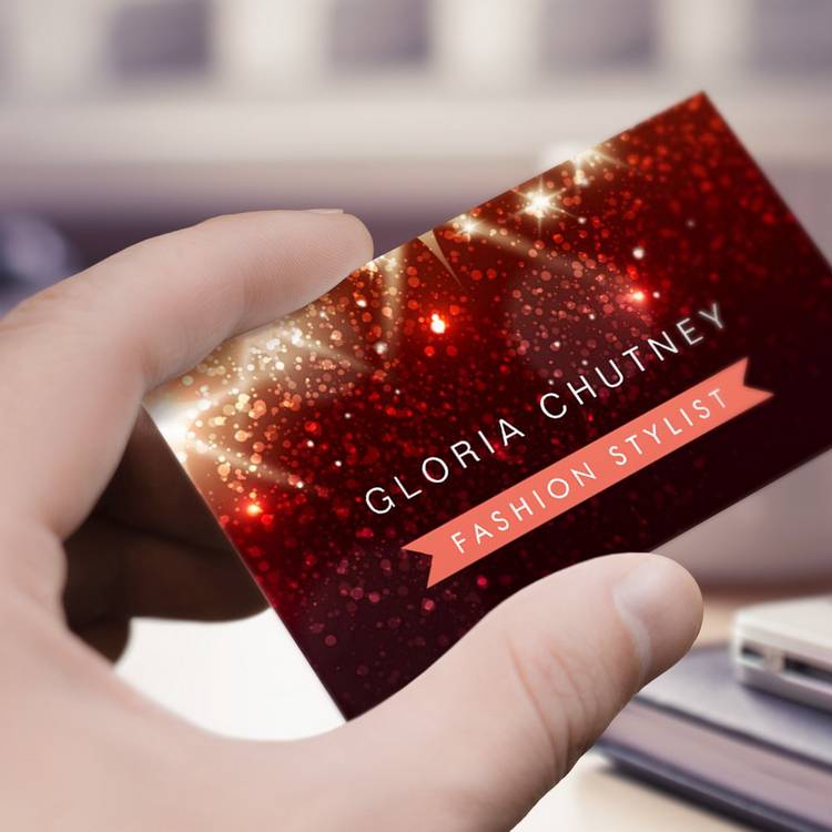 Customizable Shiny Red Glitter - Fashion Designer Business Card Templates