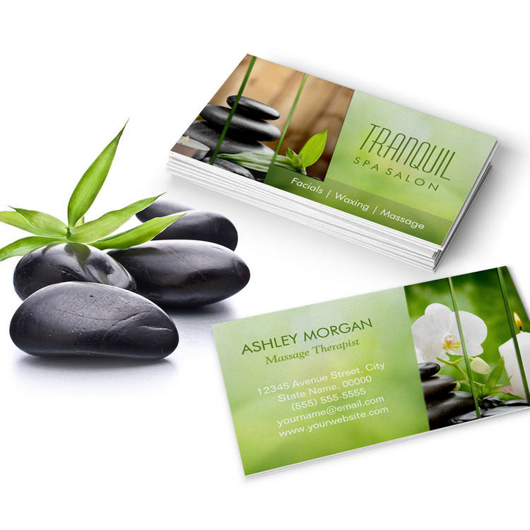 Customizable SPA Still Life Beautiful Green Massage Salon Business Card