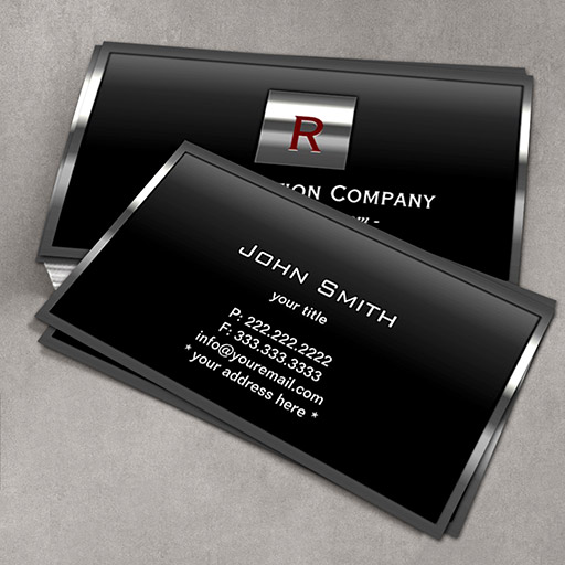 Customizable Construction Metal Framed Monogram Professional Business Card