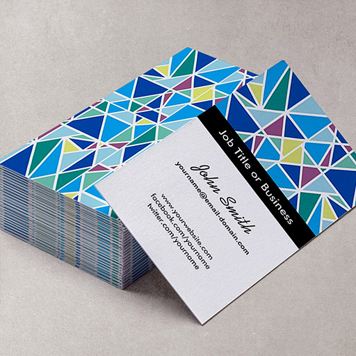 Customizable Stylish Blue Graphic Abstract Diamond Pattern Business Card Templates