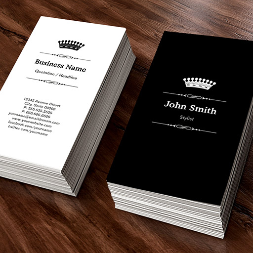 Customizable Stylist Elegant Royal Black White Business Card Template