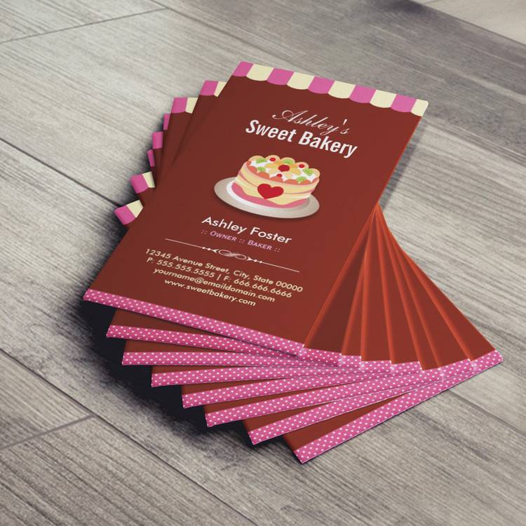 Customizable Sweet Bakery Shop - Custom Cakes Chocolates Pastry Business Card