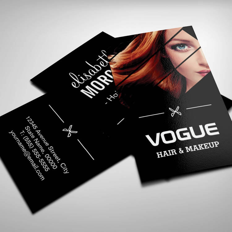 Customizable Vogue Girl Stylish Black White Fashion Hairstylist Business Card