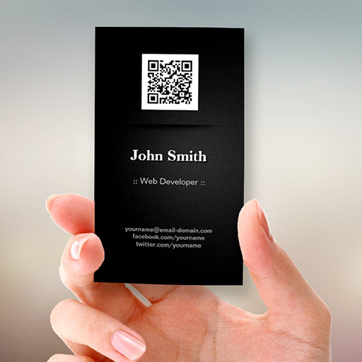 Customizable Web Developer - Elegant Black QR Code Business Card Templates